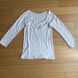 Vintage 90s pale pink dainty lace trim top